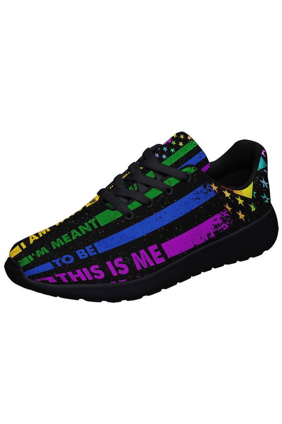 LGBT Pride Shoes Sneakers for Women Men Black Size 5