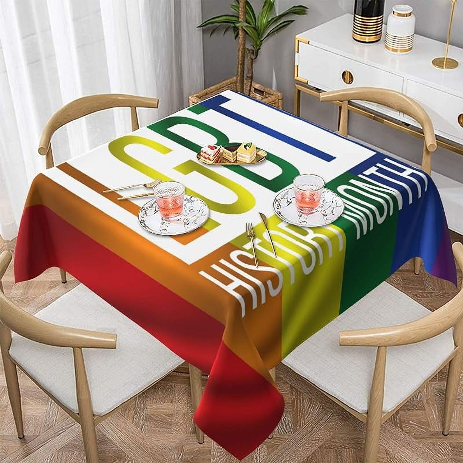 LGBT Pride Tablecloth for Square. Washable Polyester for Dining Table ...