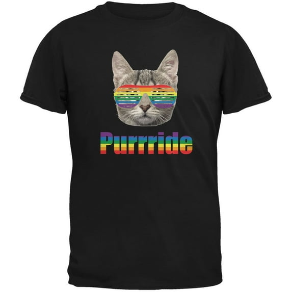 LGBT Purride Funny Cat Black Adult T-Shirt - Large