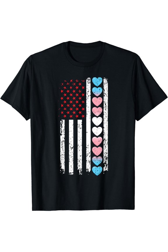 LGBT-Q American Flag Transgender Pride Patriotic Men Women T-Shirt