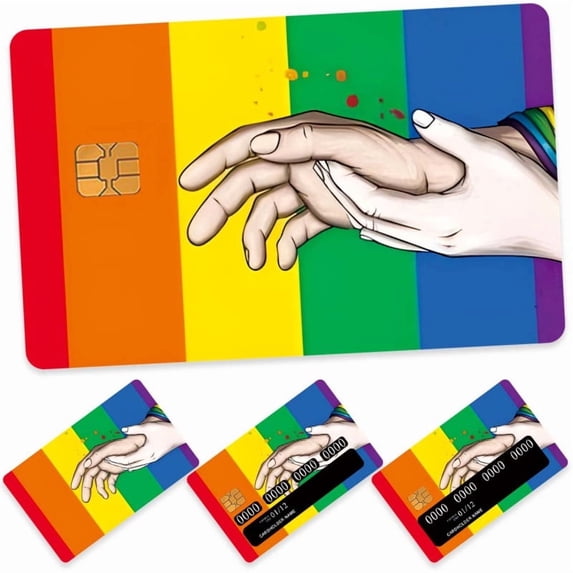 LGBT Rainbow Credit Card Skin Stickers, Debit Card Skin Stickers Removable Waterproof PVC Decal Cover Set 4 Pack