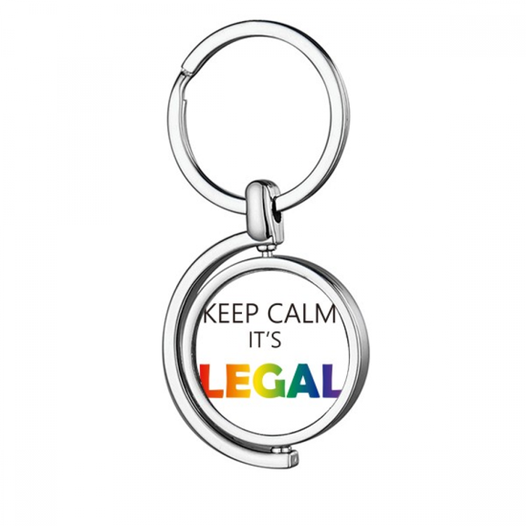 LGBT Rainbow Flag Keep Calm Rotating Keychain Metal Keyring Holder