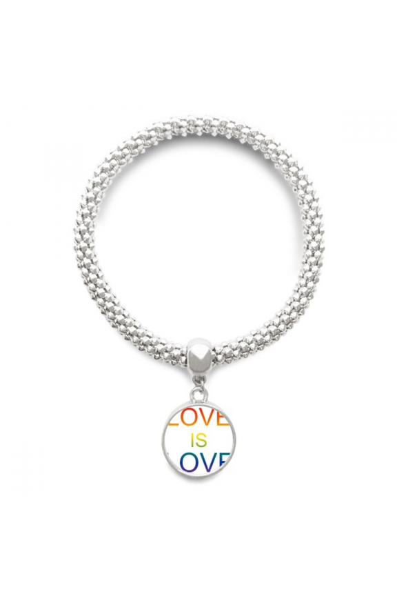 LGBT Rainbow Flag Love Is Love Sliver Bracelet Pendant Jewelry Chain Adjustable Bangle
