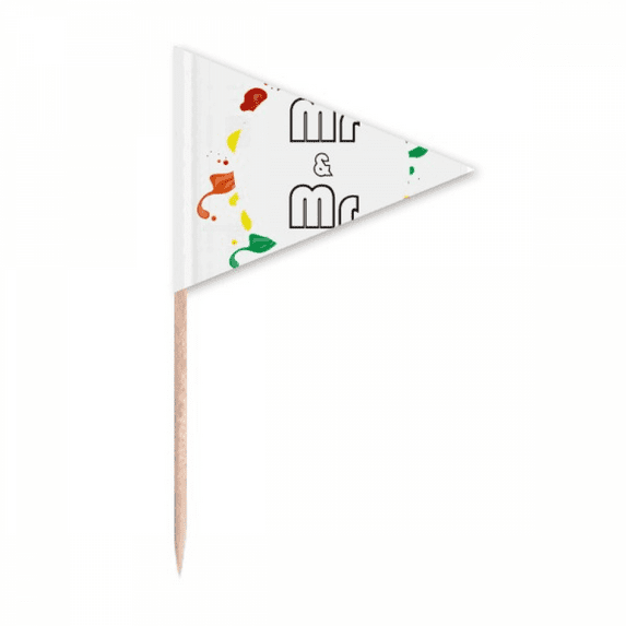 LGBT Rainbow Flag Mr & Mr Toothpick Triangle Cupcake Toppers Flag