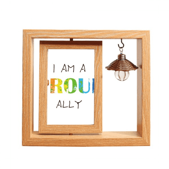 LGBT Rainbow Flag Proud Ally Wooden Rotating Picture Photo Frame 4x6