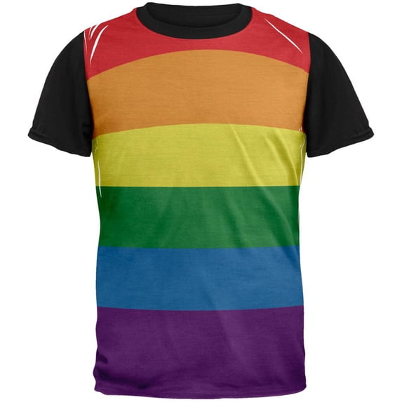 LGBT Rainbow Gay Pride Flag Adult Black Back T-Shirt - Medium