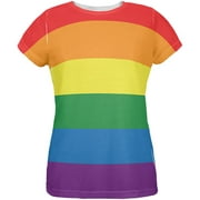 LGBT Rainbow Gay Pride Flag All Over Womens T-Shirt - 2X-Large