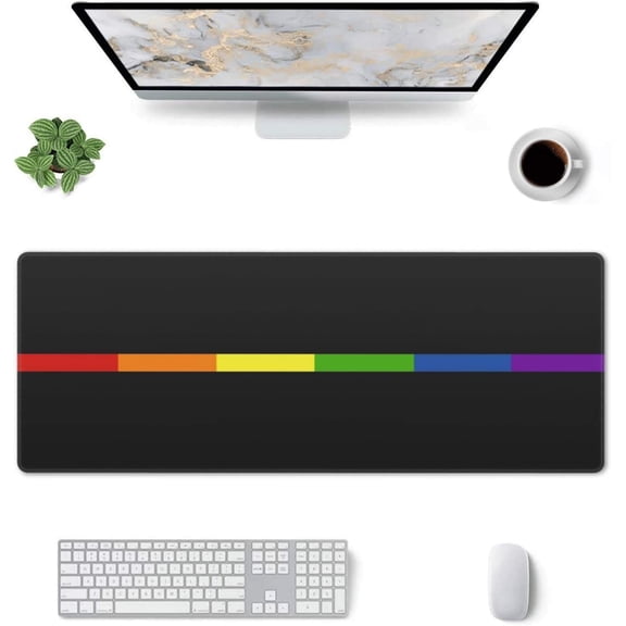 LGBT Rainbow Gay Pride Gaming Mouse Pad Pride Large Mouse Pad (31.5x11.8 Inch) Non-Slip Rubber Base Large Desk Mat Desk Protector for Home Office Gaming Work