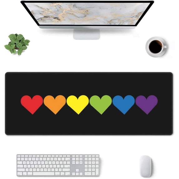 LGBT Rainbow Gay Pride Gaming Mouse Pad Pride Large Mouse Pad (31.5x11.8 Inch) Non-Slip Rubber Base Large Desk Mat Desk Protector for Home Office Gaming Work