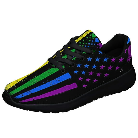 LGBT Rainbow Shoes Sneakers Black Size 3.5