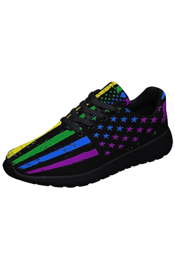 LGBT Rainbow Shoes Sneakers Black Size 3.5