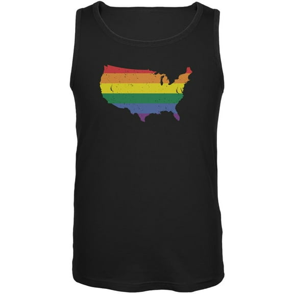 LGBT Rainbow USA Black Adult Tank Top - Medium