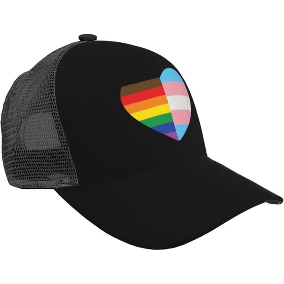 LGBT Rainbow and Transgender Pride Flag Mesh Baseball Cap Adjustable Curved Brim Baseball Cap Unisex