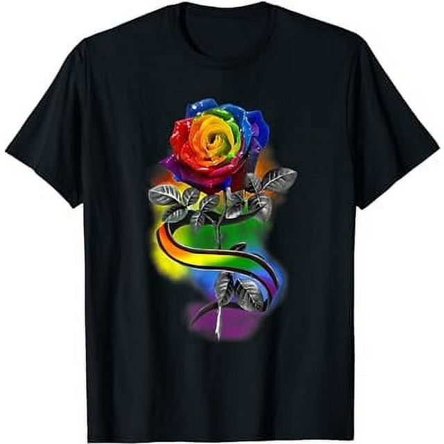 LGBT Rose rainbow gay pride rose flowers floral LGBT flag T-Shirt ...
