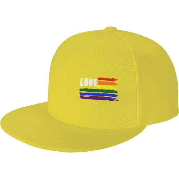 LGBT STRIPED LOVE Dad Hat Flat Brim Trucker Hats Mens Funny Novelty Snapback Baseball Cap,Black