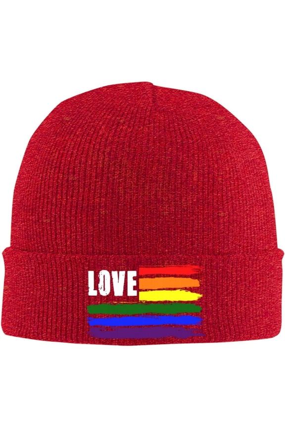 LGBT Striped Love Beanies for Men & Women - Knit Beanie, Warm & Soft Skull Caps,Daily Winter Hat