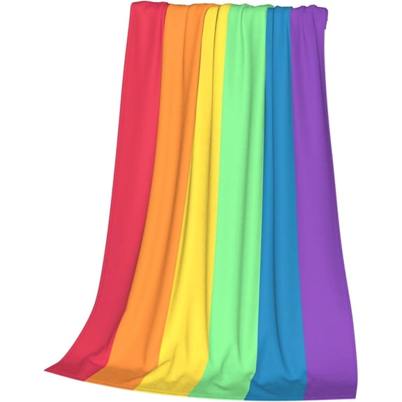 LGBT Throw Blanket, Rainbow Pride Warm Cozy Soft Throw Blanket - Lesbians Gays Bisexuals Transgender - Lightweight Flannel Fleece Blanket for Sofa Couch Bed 40x50