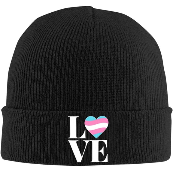 LGBT Trans 'Love' Gender Gift for Transgender Pride Beanie Hat Men Warm Hat Women Knit Skull Cap Knitted Hat Black
