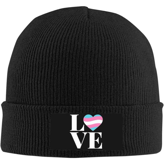 LGBT Trans 'Love' Gender Gift for Transgender Pride Beanie Hat Women Skull Cap Men Knit Slouchy Hat Knitted Hat Black