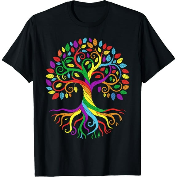 LGBT Tree of Pride Colorful LGBTQ Rainbow Roots and Branches T-Shirt Tee