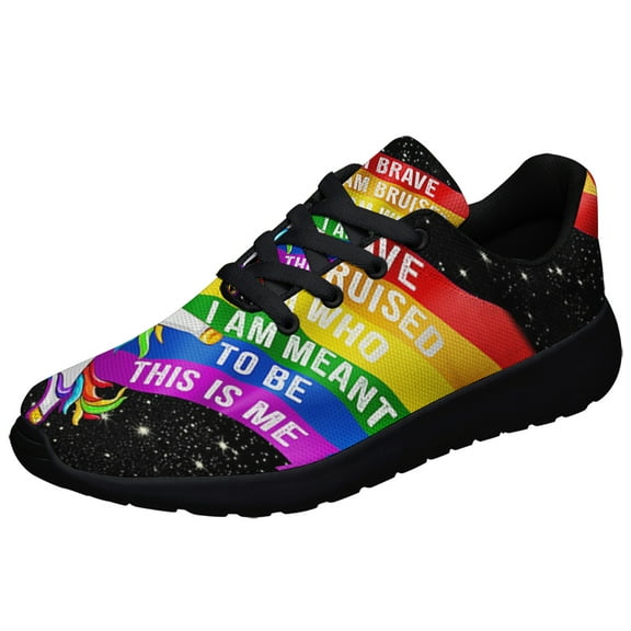 LGBT Unicorn I Am Brave Shoes Sneakers for Women Men Black Size 3.5