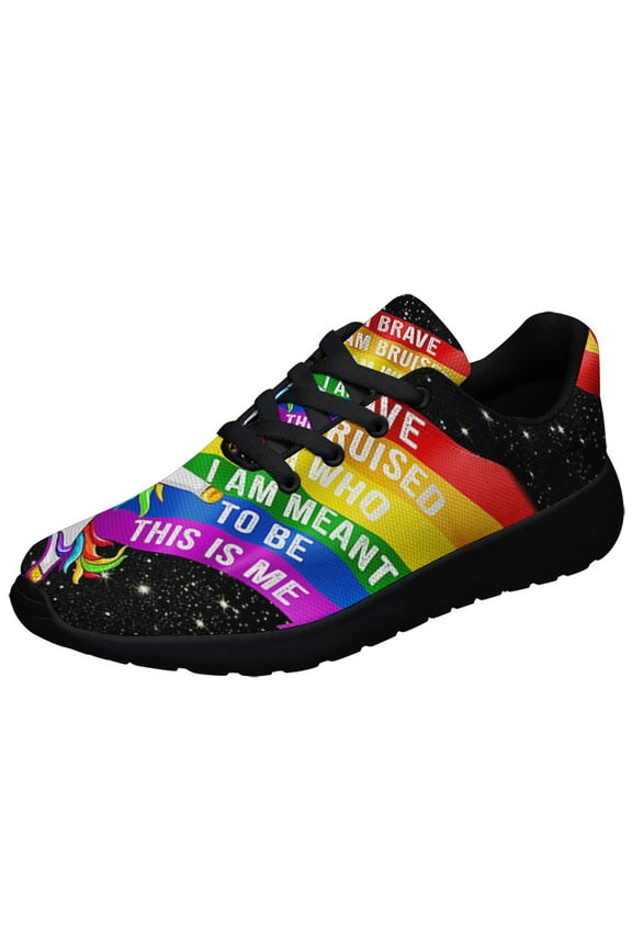 LGBT Unicorn I Am Brave Shoes Sneakers for Women Men Black Size 7.5