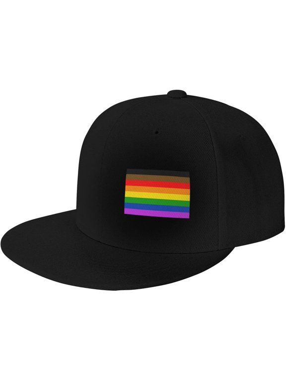 LGBT pride flag Dad Hat Flat Brim Trucker Hats Mens Funny Novelty Snapback Baseball Cap,Black