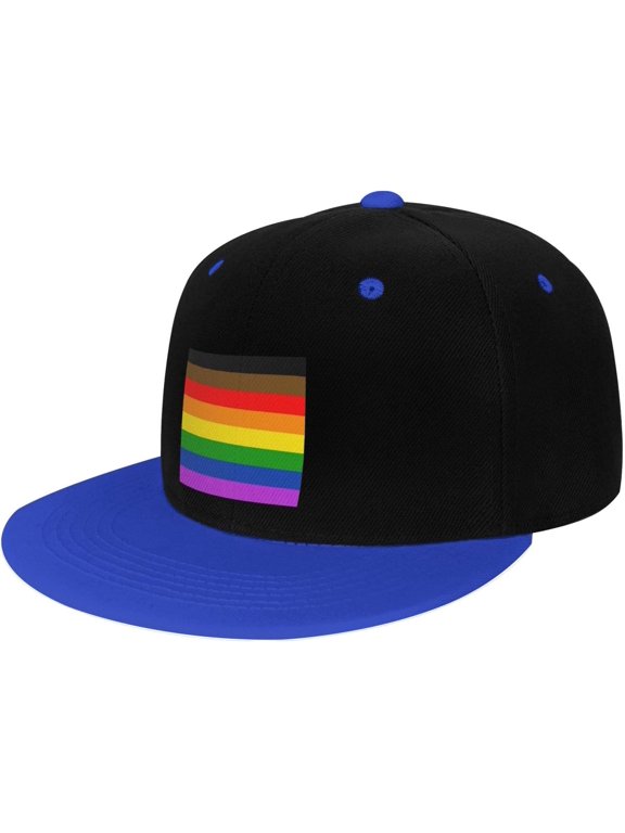 LGBT pride flag Dad Hat Flat Brim Trucker Hats Mens Funny Novelty Snapback Baseball Cap,White