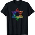 thumbnail image 1 of LGBTQ Ally Jewish Gay Pride Star of David Rainbow T-ShirtMen and women, Black T-shirt, size: Extra large, 1 of 4