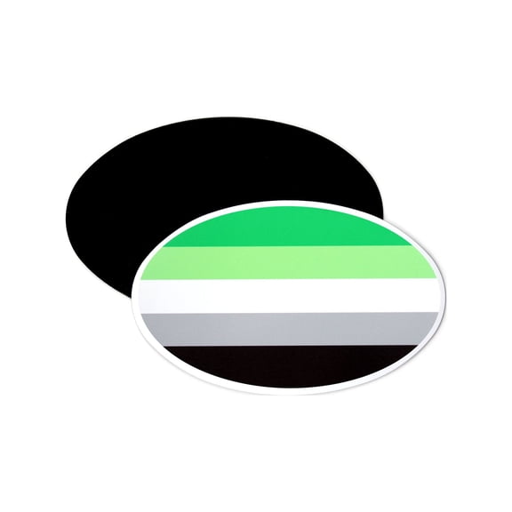 LGBTQ+ Aromantic Pride Flag Car Bumper Magnet - 5x3 Inch Oval - 1 Flexible Magnet 5x3 Inch Oval 1 Magnet