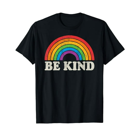 LGBTQ Be Kind Gay Pride LGBT Ally Rainbow Flag Retro Vintage T-Shirt LGBT Funny Cute Be Kind