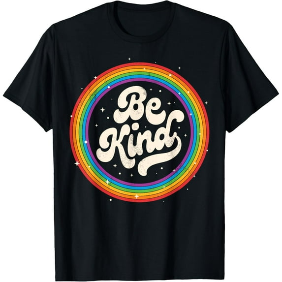 LGBTQ Be Kind Gay Pride LGBT Ally Rainbow Flag Retro Vintage T-Shirt Shirts