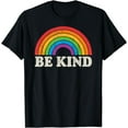 thumbnail image 1 of LGBTQ Be Kind Gay Pride LGBT Ally Rainbow Flag Retro Vintage T-Shirt, 1 of 4