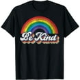 thumbnail image 1 of LGBTQ Be Kind Gay Pride LGBT Ally Rainbow Flag Retro Vintage T-Shirt, 1 of 4