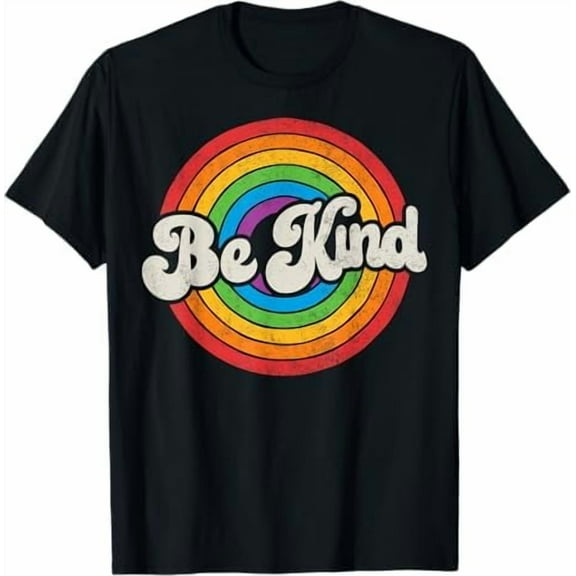 LGBTQ Be Kind Rainbow Flag Retro Vintage T-Shirt Transgender Lesbian Gay Pride LGBT Ally Shirt Human Equality Tee