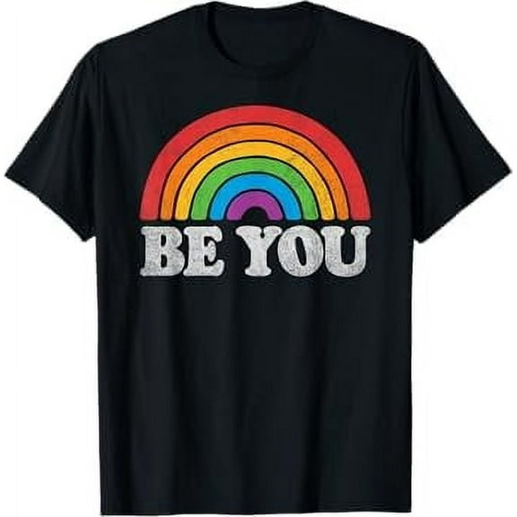 LGBTQ Be Kind Rainbow Flag Retro Vintage T-Shirt Transgender Lesbian Gay Pride LGBT Ally Shirt Human Equality Tee