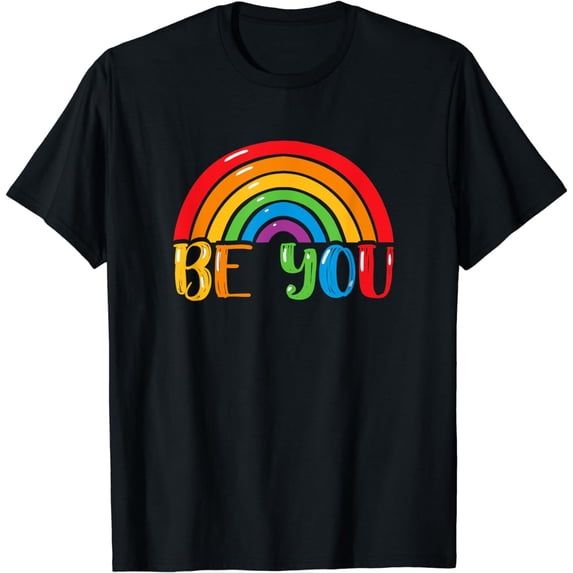 LGBTQ Be You Gay Pride LGBT Ally Rainbow Flag Retro Vintage T-Shirt