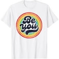 thumbnail image 1 of LGBTQ Be You Gay Pride Month LGBT Ally Rainbow Flag Vintage T-Shirt, 1 of 3