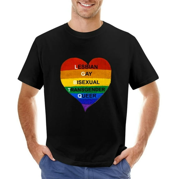 LGBTQ Esbian Gay Bisexual Transgender Queer Men’s T-Shirt 100% Cotton Casual Short Sleeve Tops Gift Tee Black 5XL