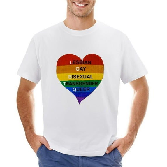 LGBTQ Esbian Gay Bisexual Transgender Queer Men’s T-Shirt 100% Cotton Casual Short Sleeve Tops Gift Tee White 4XL