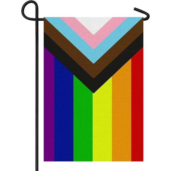 LGBTQ Flag Progress Pride Garden Flag Rainbow Flag Vertical Double Sided LGBT Community Inclusive Progress Small Pride Flag Gay Flag Yard Outdoor Decoration 12.5 x 18 Inch