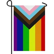 LGBTQ Flag Progress Pride Garden Flag Rainbow Flag Vertical Double Sided LGBT Community Inclusive Progress Small Pride Flag Gay Flag Yard Outdoor Decoration 12.5 x 18 Inch