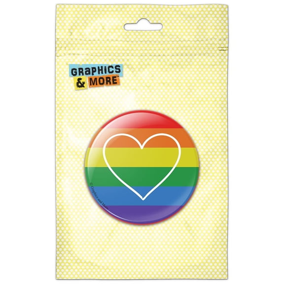 LGBTQ Gay Lesbian Transgender Queer Bisexual Pride Heart on Rainbow Pinback Button Pin Badge