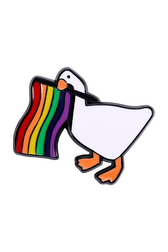 LGBTQ Gay Pride Rainbow Flag Goose Enamel Pin Badge Jewelry for Dresses, Suits, Bags, Backpacks