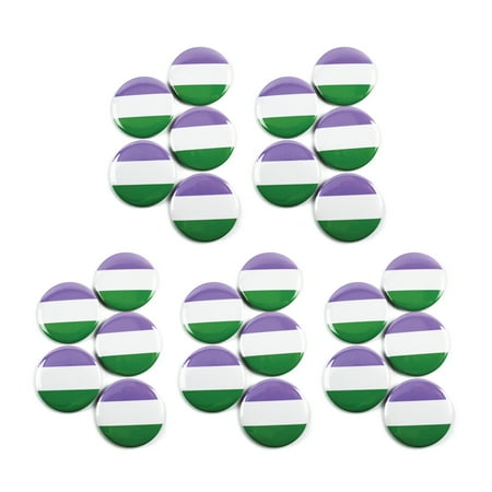 LGBTQ+ Genderqueer Pride Flag Pinback Buttons - 2.25 Inch Round - 25 Pack