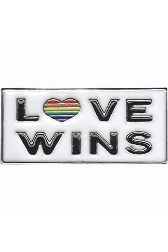 LGBTQ LOVE WINS - Original Artwork, Metal Enamel Lapel Pin - 0.55" x 1.2"