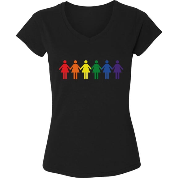 LGBTQ Lesbian Love Vneck T-Shirt for Women - S M L XL 2XL 3XL V-neck Rainbow Graphic Tee Gift