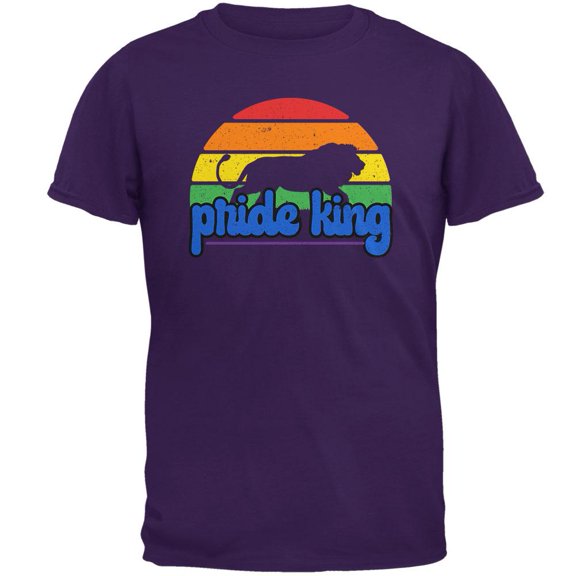 LGBTQ Lion Retro Sun Pride Mens T Shirt Purple SM