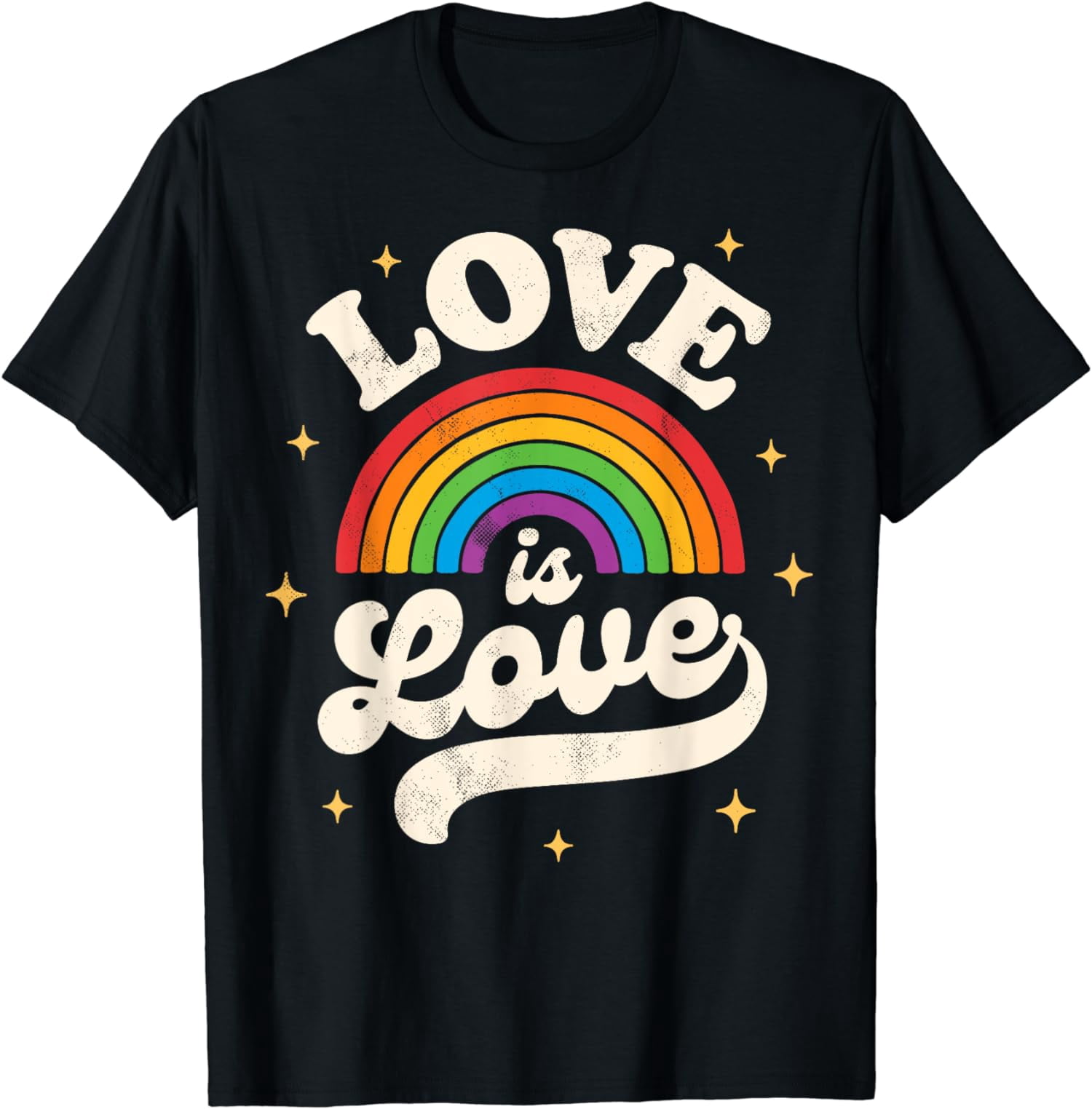 LGBTQ Love Is Love Gay Pride LGBT Ally Rainbow Flag Vintage T-Shirt ...