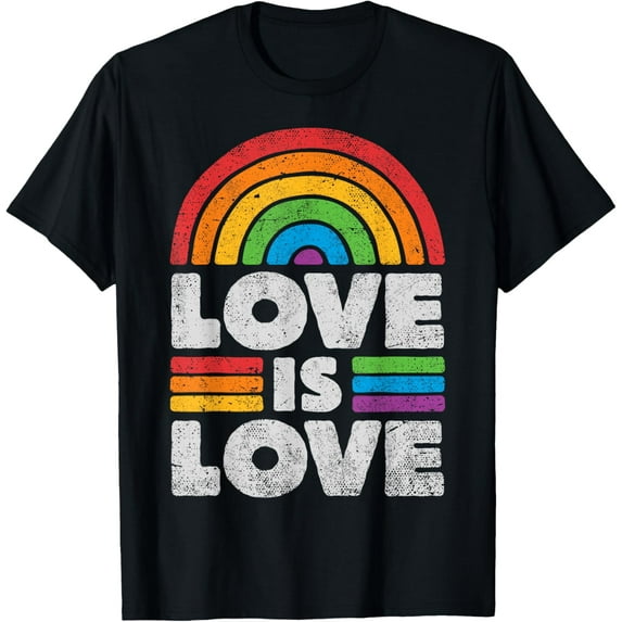 LGBTQ Love Is Love Gay Pride LGBT Ally Rainbow Flag Vintage T-Shirt